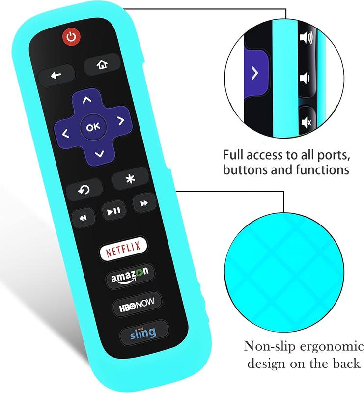 3 Pack Remote Case for Roku,  Cover TCL Roku  TV Steaming Stick Remote,  Protective Controller Universal Sleeve  Glow in The Dark Green Purple Blue