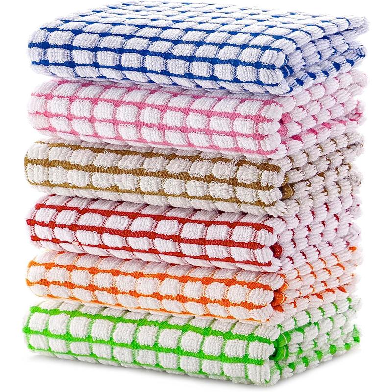 100% Cotton Kitchen Dish Towels, 16 Inch x 25 Inch Absorbent Dish Cloths 6 Pack Kitchen Towels, for Drying Dishes and Table