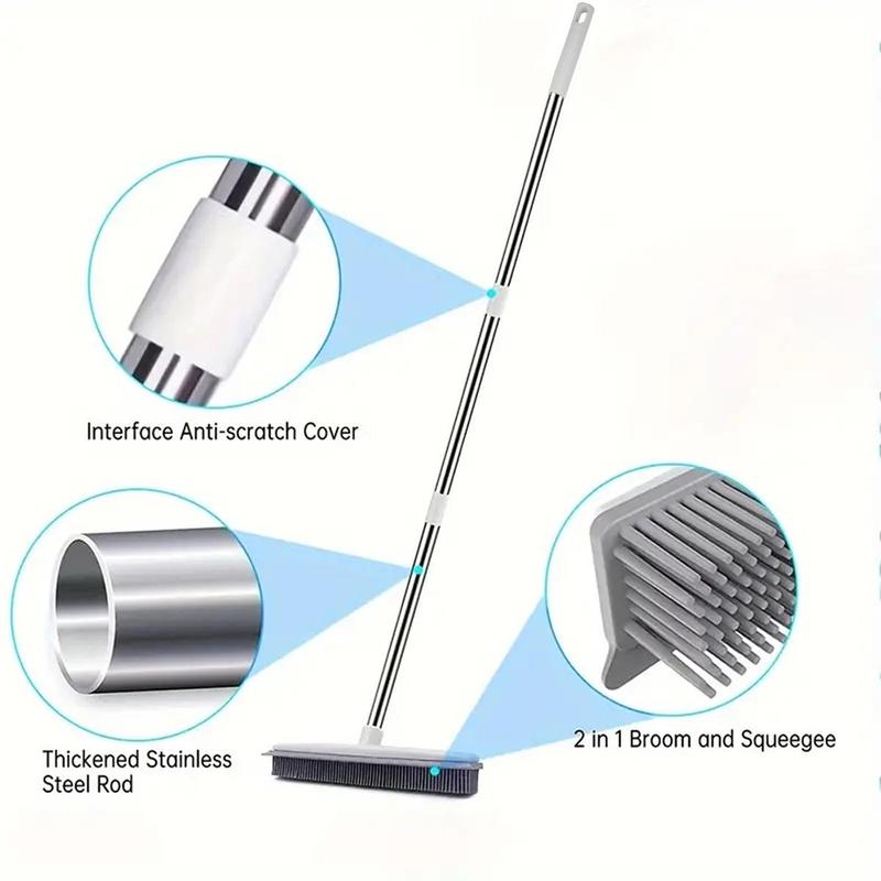 Pet Hair Removal Broom, 2-in-1 Floor Brush for Carpet, Rubber Broom with Squeegee for Carpet for Hardwood Floor, Tile, Cleaning Supplies 2024, Home Care Supplies, Boyfriend Gifts, Household Cleaning Product