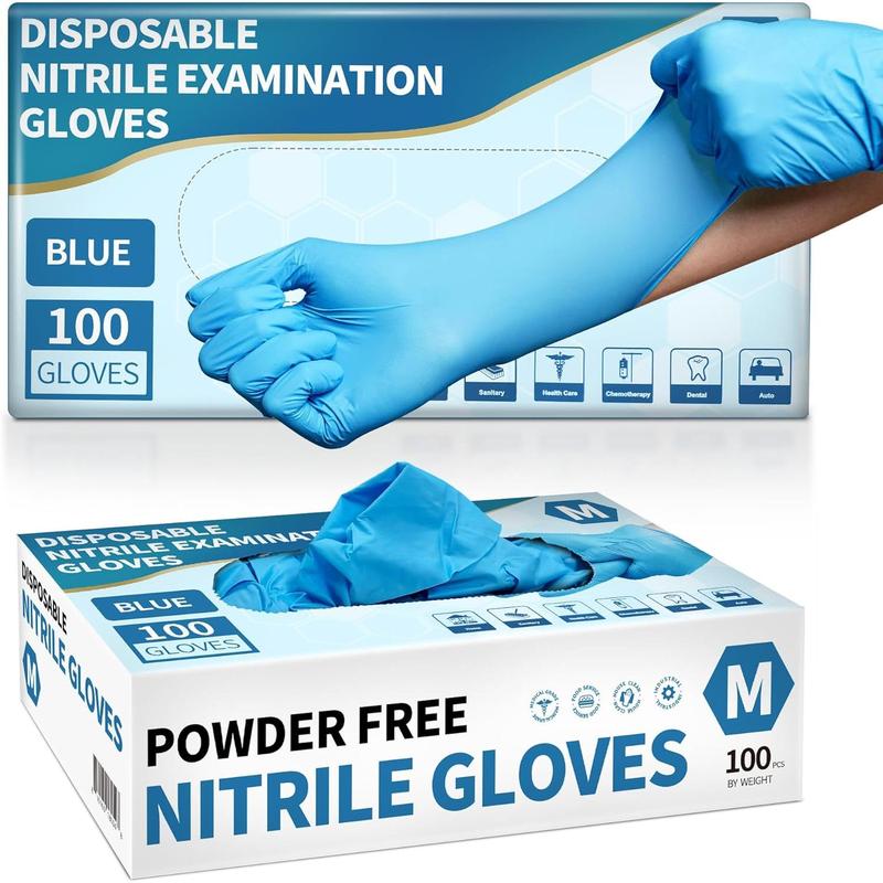 Medical Nitrile Exam Gloves, 4.5 Mil  Clean Protective Disposable Glove, Blue 100 Pcs