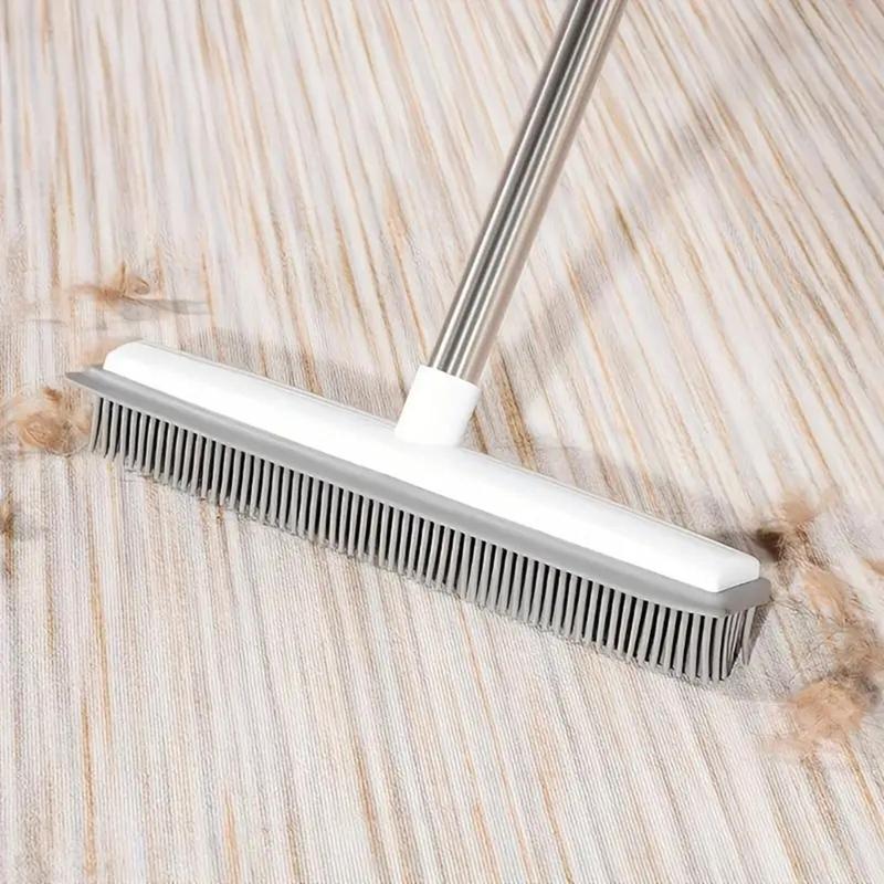 Pet Hair Removal Broom, 2-in-1 Floor Brush for Carpet, Rubber Broom with Squeegee for Carpet for Hardwood Floor, Tile, Cleaning Supplies 2024, Home Care Supplies, Boyfriend Gifts, Household Cleaning Product