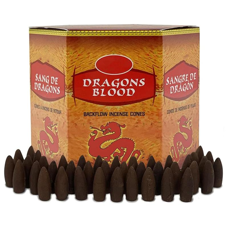 40 large Dragons Blood Hem scented backflow incense cones for waterfall aromatic smoke effect.