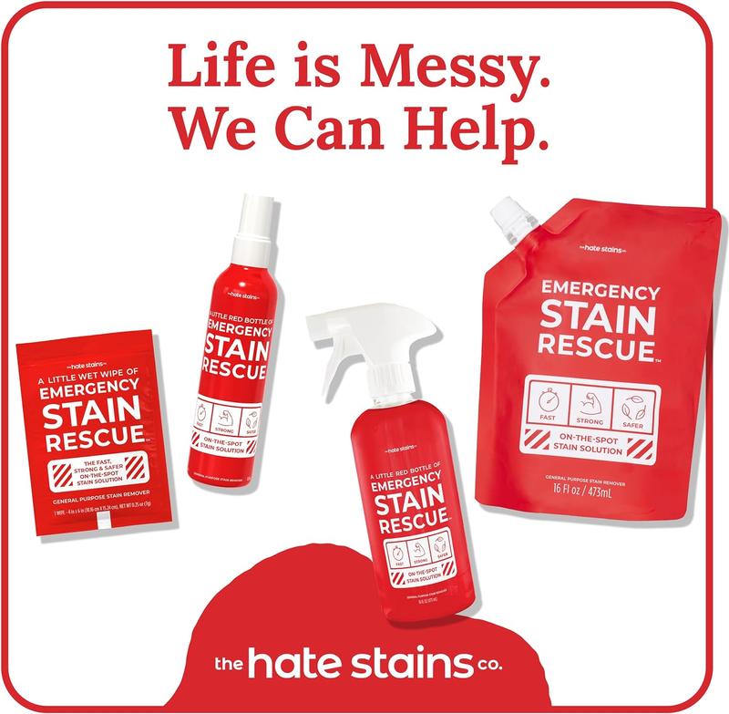 EMERGENCY STAIN Remover Spray – for Clothes, Upholstery Fabric, Carpet - Works on Most Blood, Grass, Coffee, Mud, Grease & Oil Stain