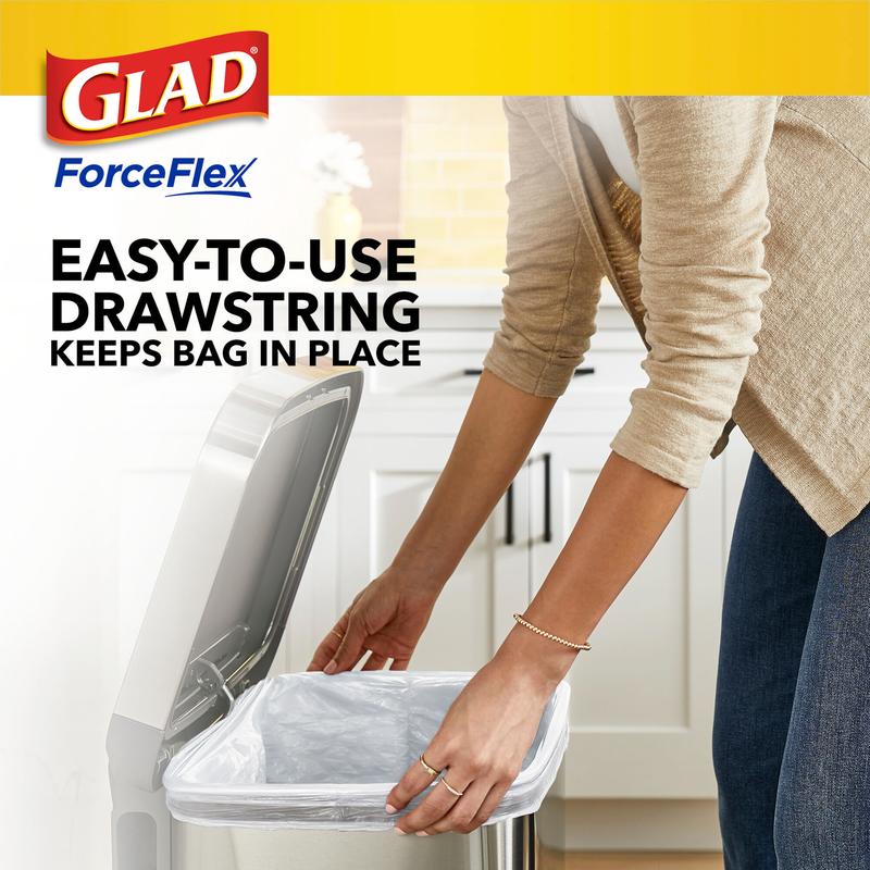 Glad ForceFlex Tall Kitchen Drawstring Trash Bags, 13 Gallon, Gain Lavender with Febreze Freshness, 120 Count