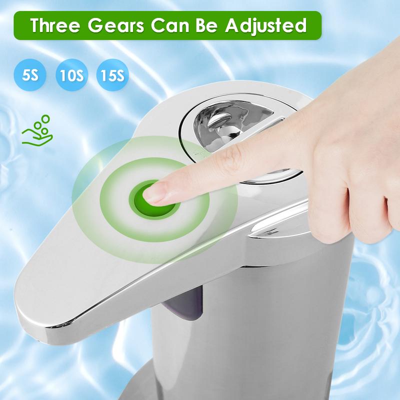 2024 NEW 280ml 9.56oz Self-Moving Soap Dispenser 3 Adjustable Level Touchless Hand Soap Dispenser Motion Sensor Smart Hand Sanitizer Dispenser Stainless Steel Body with Waterproof Base for Bathroom