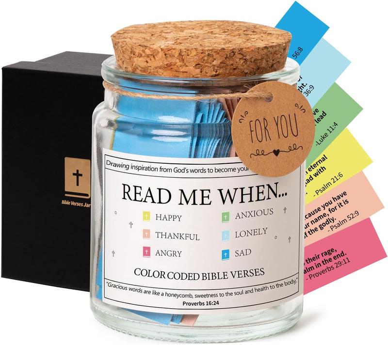 Bible Verse Jar,Read Me When Bible Verses Jar for Emotions and Feelings,Scripture Prayer Cards Hope Jar,Religious Graduation Gift,Bible Study Church Christian Gifts for Women Men Mom Dad Friend