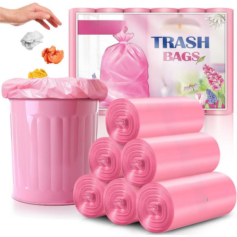 5 Gallon 180 Counts  Strong Trash Bags Garbage Bags, Bathroom Trash Can Bin Liners, Small Plastic Bags for home office kitchen, fit 12-15 Liter, 3,3.5,4.5 Gal, Pink