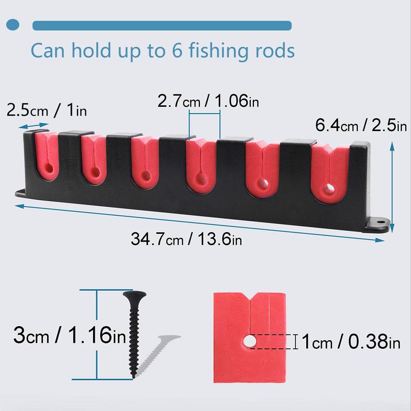 Fishing Pole Storage Rack, 1 Pair Garage & Boat Wall Mounted Fishing Pole Storage Rack with 6 Slots, Fishing Rod Storage Rack for Daily Use, Flyfishing, Fishing Equipment Fishing Stuff, Fishing Accessories