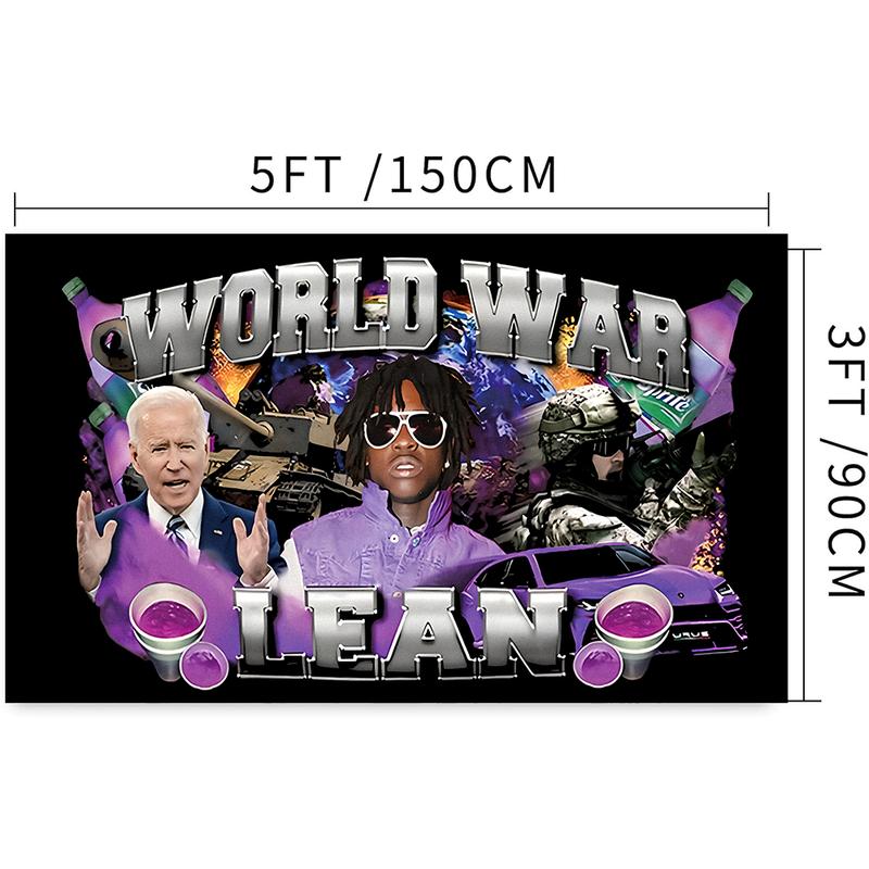 World War Lean Flag - Funny Poster 3x5Ft Banner  Rapper Meme Tapestry for Outdoor College Dorm, Bedroom, Man Cave Wall Decor