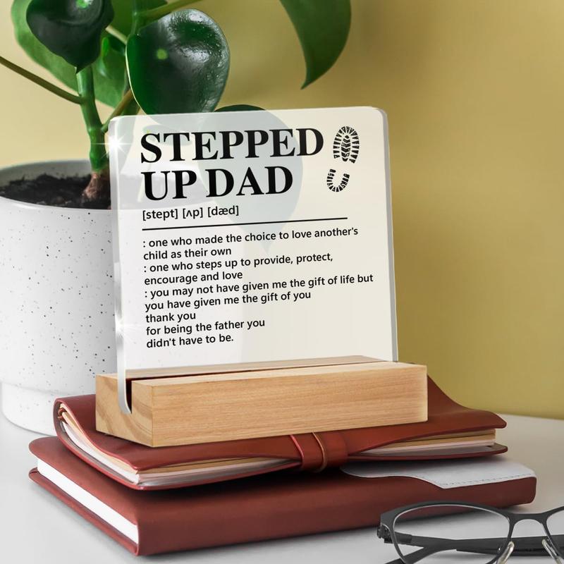 Stepped up Dad Gift From Son Daughter, Step Dad Gift Ideas, Birthday Christmas Father's Day Gifts for Stepdad Step Dad Stepfather Bonus Dad, Stepped up Dad Definition  Sign Keepsake