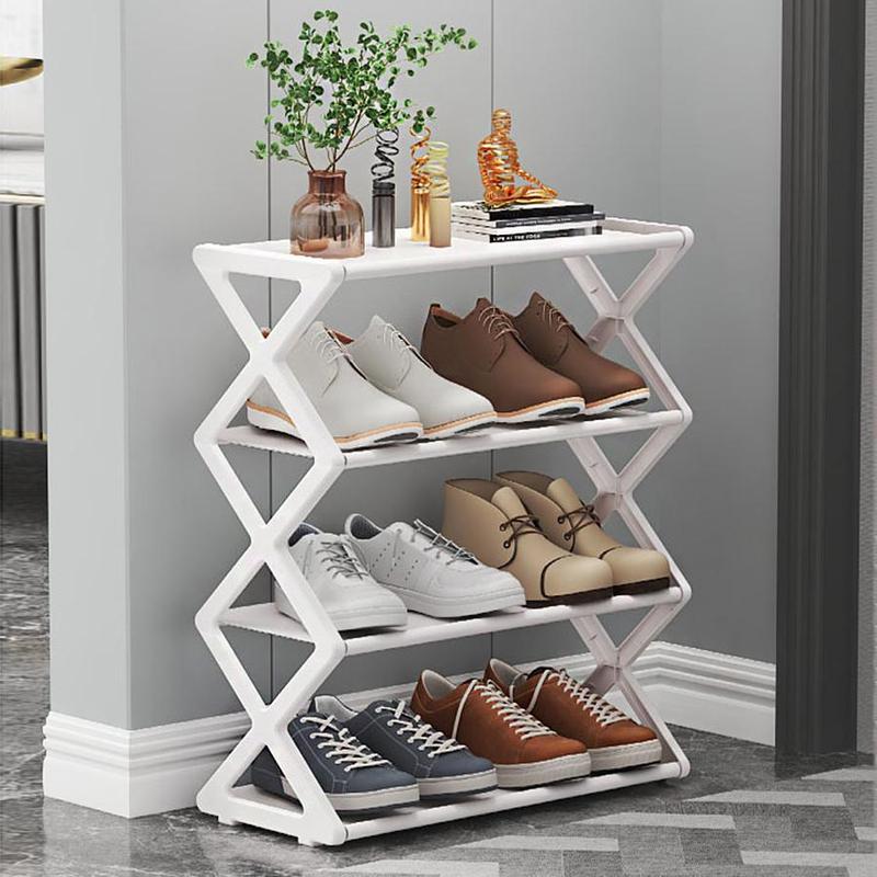 X Shaped Shoe Rack, 1 Count 4 Layer Shoe Storage Rack, Space Saving Shoe Organizer, Home Organizer for Living Room Bedroom Dormitory, Storage Organizer for Bedroom