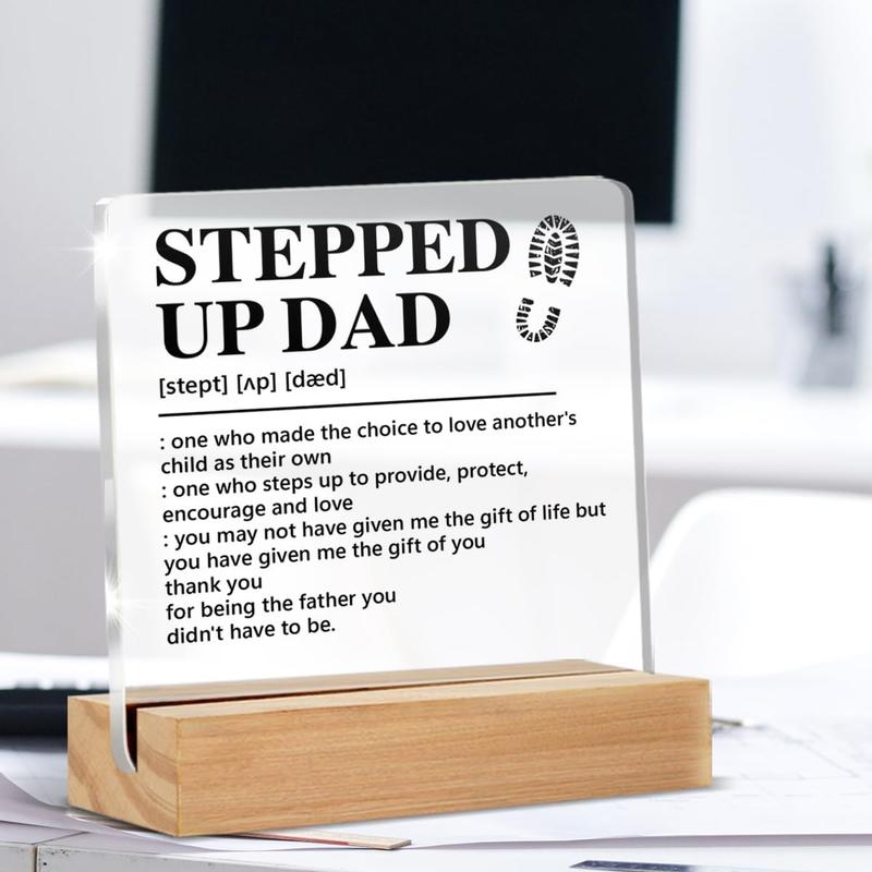 Stepped up Dad Gift From Son Daughter, Step Dad Gift Ideas, Birthday Christmas Father's Day Gifts for Stepdad Step Dad Stepfather Bonus Dad, Stepped up Dad Definition  Sign Keepsake