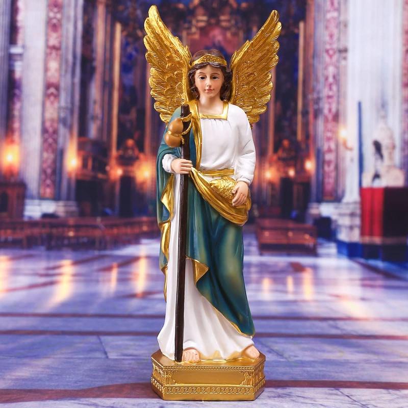 Statue of St.Gabriel The Archangel, 8in H Resin Catholic Gift Saint Gabriel The Messenger of God Figurine, Suitable for Religious and Ornaments Decor