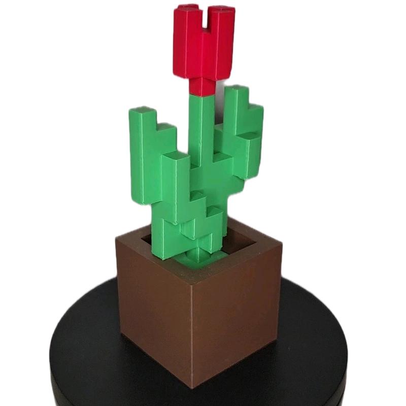 Minecraft Inspired Tulip Decorative Sculpture