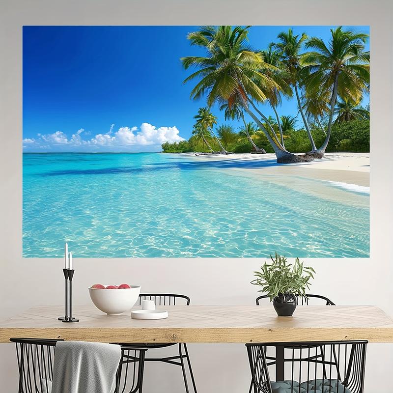 Christmas 2024 Ornament - Vibrant Ocean Beach Tapestry - Tropical Paradise Wall Hanging with Coconut Tree, Palm Tree, and Hippie Bohemian Designs - Perfect Decor for Bedroom, Living Room, and Dorm