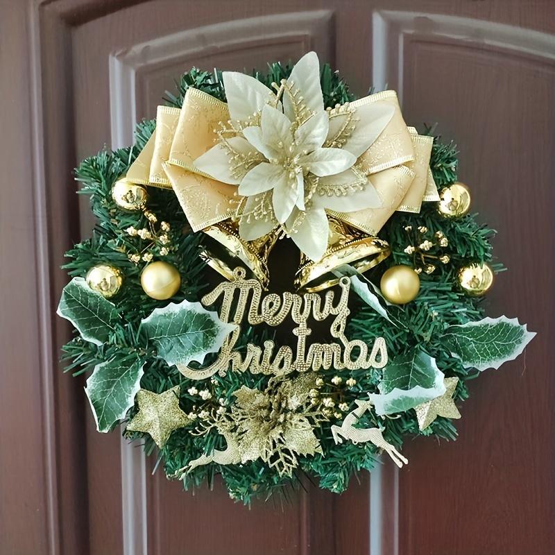 Christmas Themed Wreath, 1 Count Merry Christmas Hanging Ornament, Festive Holiday Cozy Atmosphere Decorations for Home Room Door