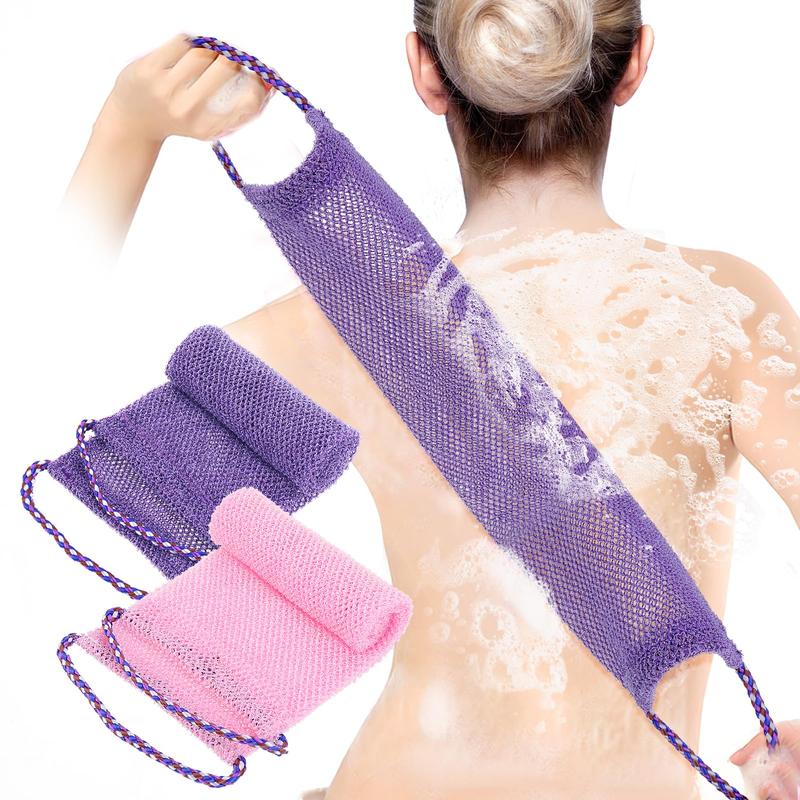 MOTSHY 2 Pieces African Exfoliating Net, African Net Sponge Exfoliating Back Scrubber for Shower African Long Net Shower Sponges Exfoliating Loofahs for Women Men Body Washing Accessories