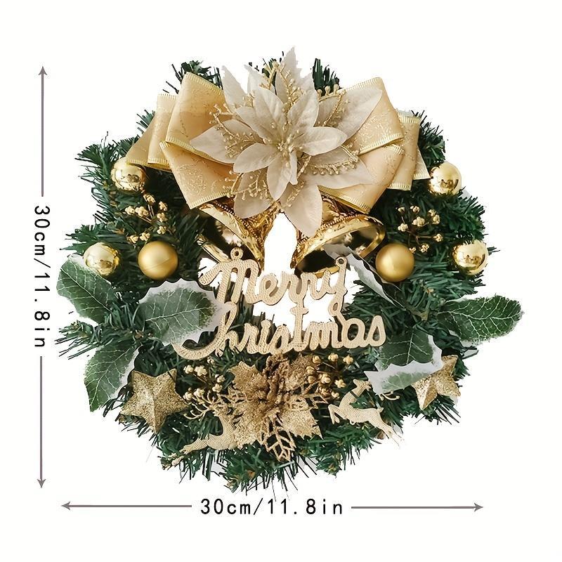 Christmas Themed Wreath, 1 Count Merry Christmas Hanging Ornament, Festive Holiday Cozy Atmosphere Decorations for Home Room Door