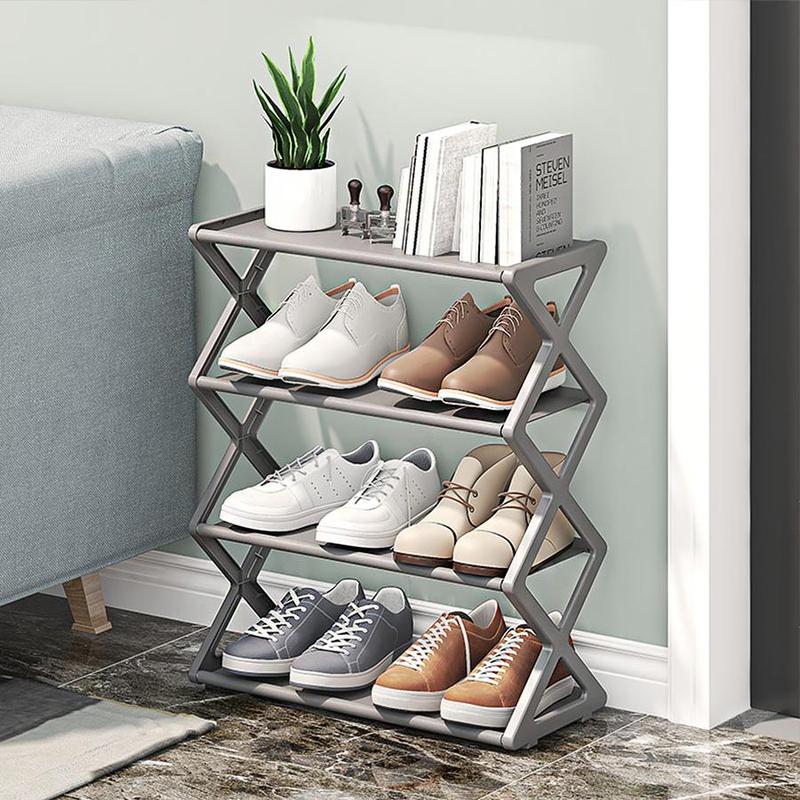 X Shaped Shoe Rack, 1 Count 4 Layer Shoe Storage Rack, Space Saving Shoe Organizer, Home Organizer for Living Room Bedroom Dormitory, Storage Organizer for Bedroom