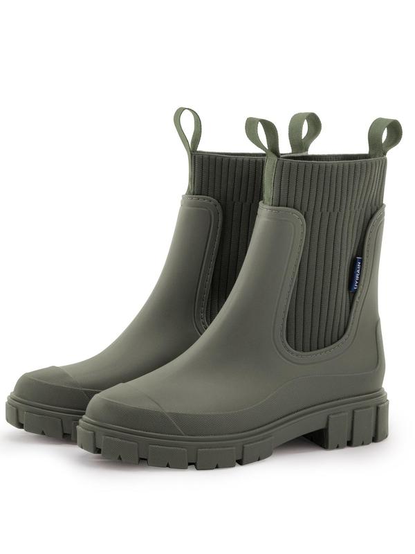 Women's Fashionable Solid Color Rain Boots, Casual Waterproof Non-slip Sock Boots for Daily Wear, Female All-match Trendy Shoes for Outdoor