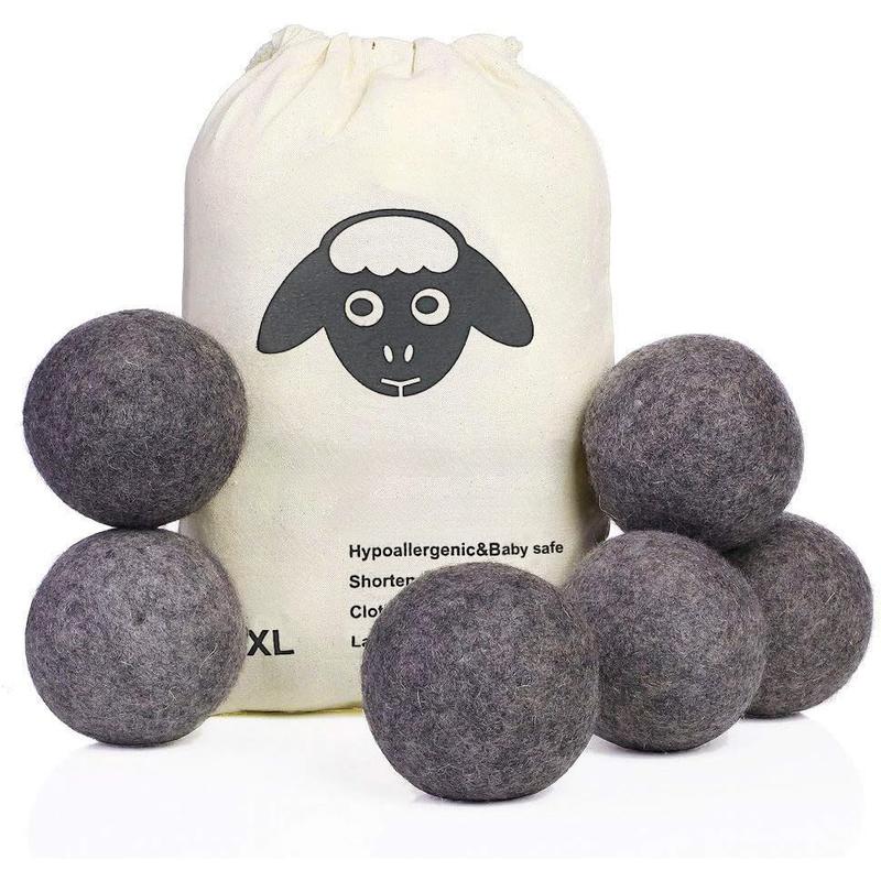 Dry ball Dark grey XL 6 pack, organic fabric softener,reduces wrinkles, naturally shortens drying time (6 Count grey XL)