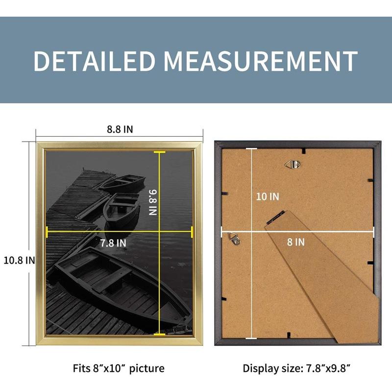 8x10 Picture Frames, Gold Photo Frames for Wall or Tabletop Display, Simple Design Glossy Finish Frame for Home Decoration, Office, Hotel and Various Ceremonies Praties