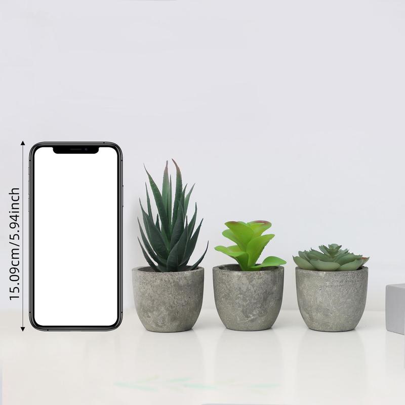 Succulent Plant Decoration Craft, 3pcs Home Decoration Simulation Potted Plants for Office, Artificial Decorative Potted Succulent Ornaments, Home Decor, Room Decor