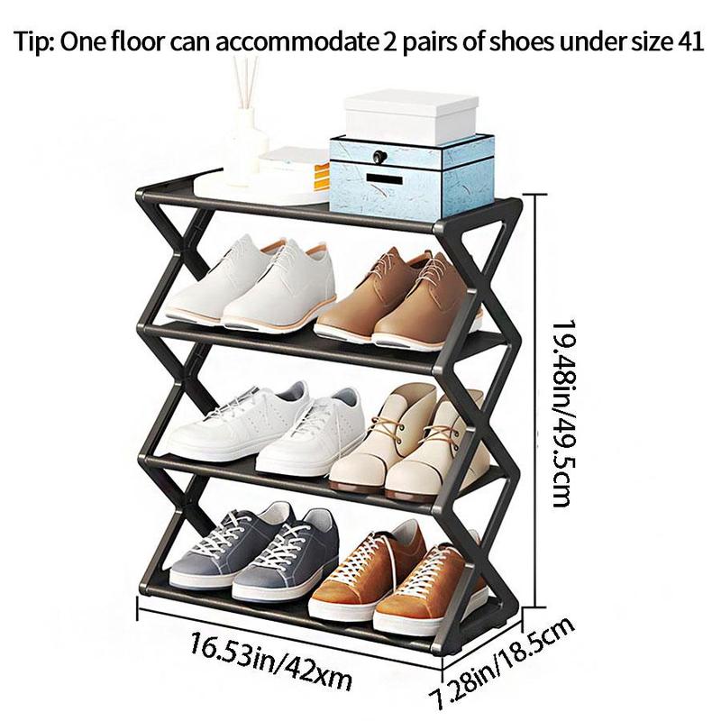 X Shaped Shoe Rack, 1 Count 4 Layer Shoe Storage Rack, Space Saving Shoe Organizer, Home Organizer for Living Room Bedroom Dormitory, Storage Organizer for Bedroom