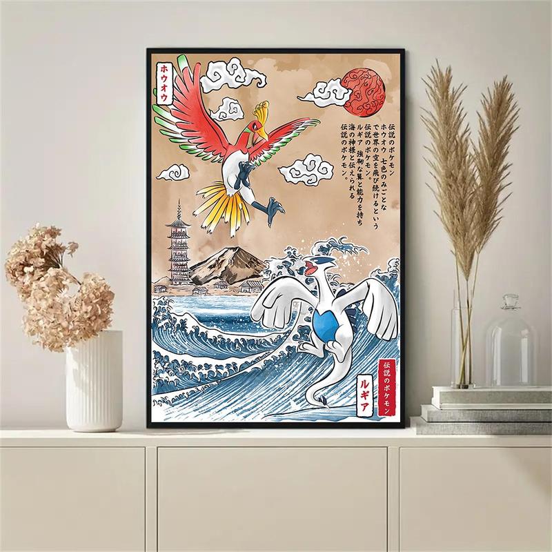 Cartoon Pattern Unframed Painting, 1 Count Retro Anime Figures Canvas Painting, Vintage Wall Art for Living Room Bedroom Home Decor