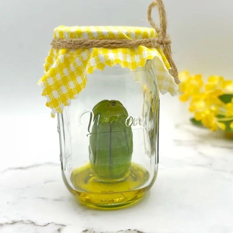 Grumpy Pickle in A Jar Sculpture,Miniature Glass Screaming Pickle in a Jar Sculpture,Handmade Cute Emotional Support Pickle in a Jar, Cute Pickle in a Jar Sculpture Gift (Angry) Resin christmas 2024 ornament