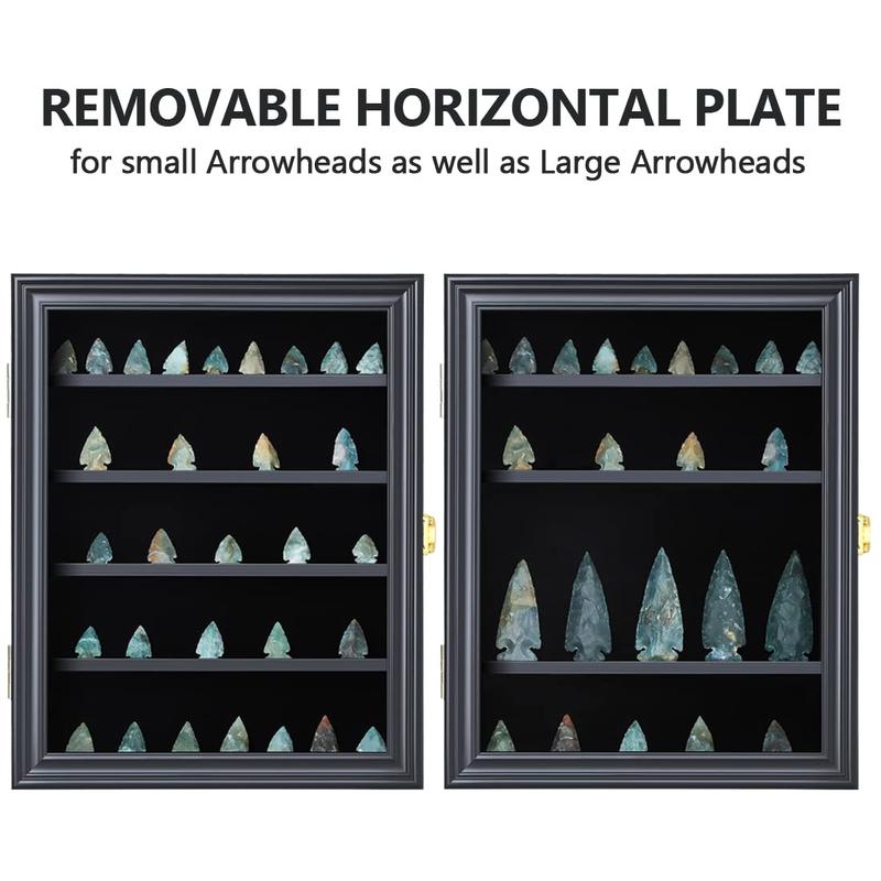 IHEIPYE Arrowhead Display Case - Native American  Arrowhead Display Box Arrowhead Display Stand  with Uv Protection Acrylic (Black or Cherry Finish )