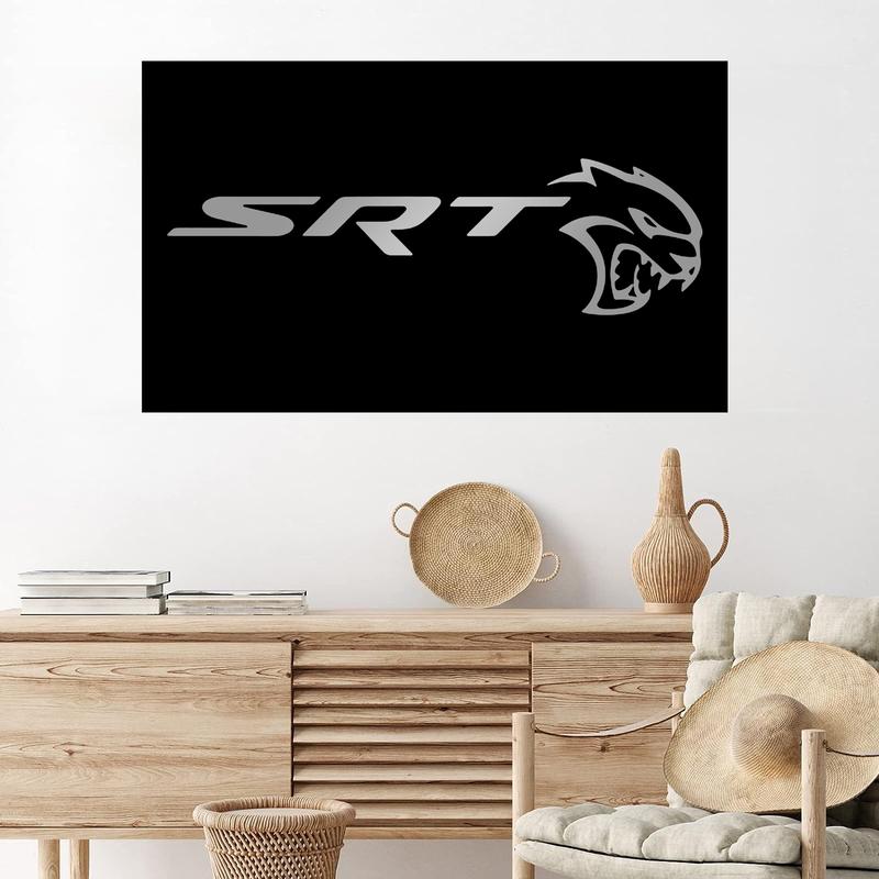 SRT Car Flag Black  with 4 Brass Grommets 3x5 Ft Wall Tapestry Banner for Indoor Outdoor Living Room Garden,Lawn,Yard Home Decor