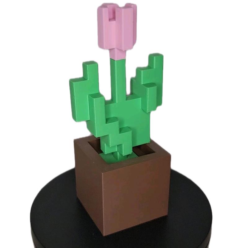 Minecraft Inspired Tulip Decorative Sculpture