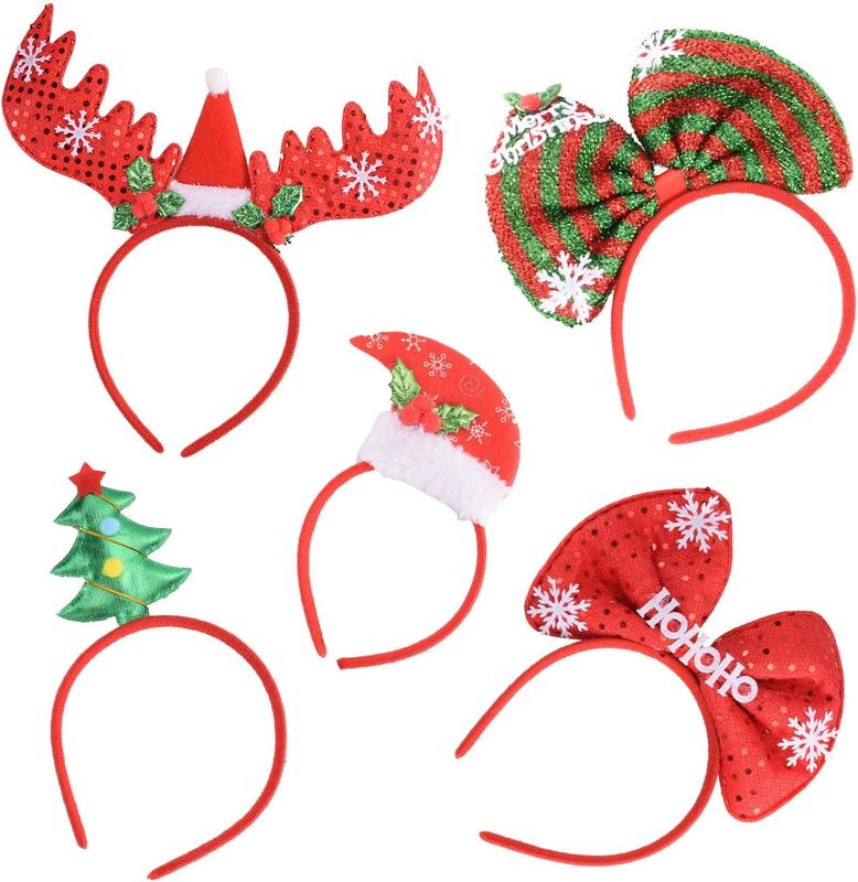 SEVEN STYLE 12 PCS Holiday Headbands,Cute Christmas head hat toppers,Great Fun and Festive for Annual Holiday and Seasons Themes, Christmas Party, Christmas Dinner, photos booth. Accessories Masks