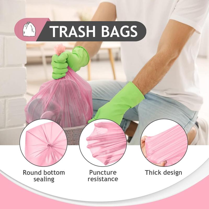 5 Gallon 180 Counts  Strong Trash Bags Garbage Bags, Bathroom Trash Can Bin Liners, Small Plastic Bags for home office kitchen, fit 12-15 Liter, 3,3.5,4.5 Gal, Pink