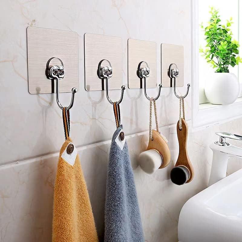 20 Pack Large Adhesive Hooks for Hanging Heavy Duty Wall Hooks 50 lbs Self Adhesive Towel Hook Waterproof Transparent Hooks