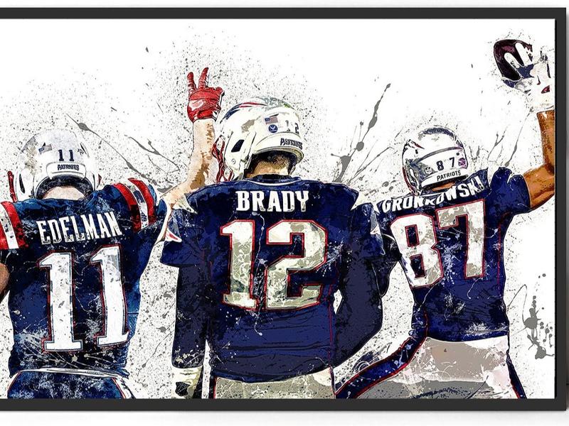 Matching Sports Design Poster, Gallery  New England Patriots, Man Cave, Kids Room, Game Room