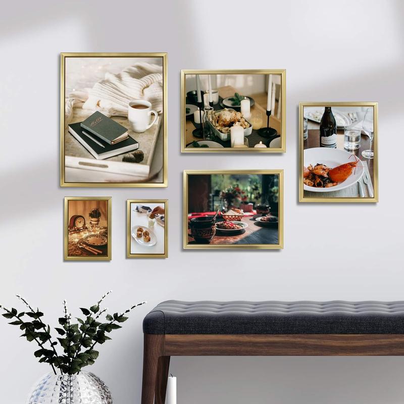 8x10 Picture Frames, Gold Photo Frames for Wall or Tabletop Display, Simple Design Glossy Finish Frame for Home Decoration, Office, Hotel and Various Ceremonies Praties