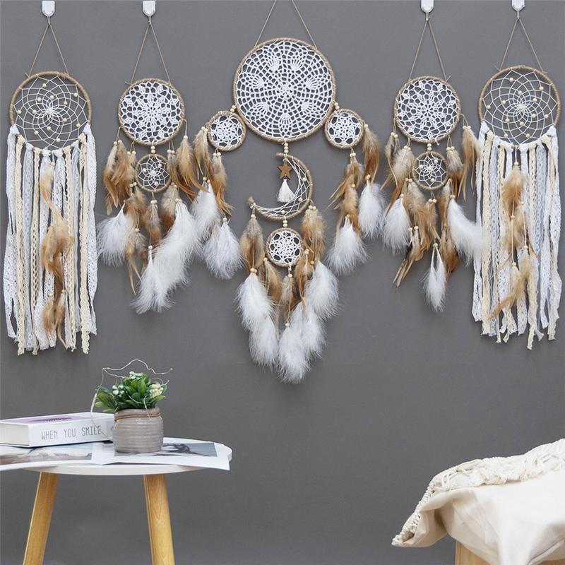 Exquisite Bohemian Style Dream Catcher, 5 Counts set Creative Hanging Decor, Wall Hanging Ornament for Home Living Room Courtyard Decoration