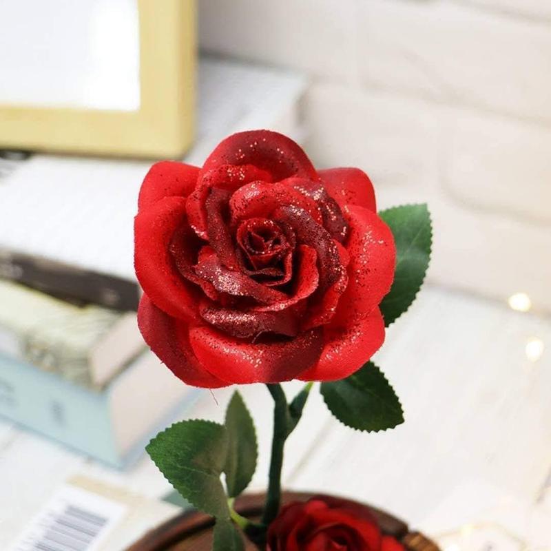 Purchase Products Beauty and the Beast Roses, Ladies Gift Ideas Birthday, Anniversary Rose Gift Decoration Artificial Flower Gift Romantic Red Silk Roses, Flowers in Glass Dome   Plants Ornaments