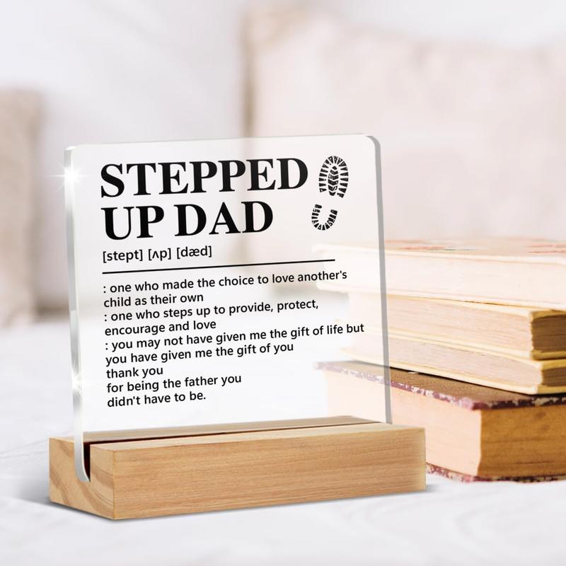 Stepped up Dad Gift From Son Daughter, Step Dad Gift Ideas, Birthday Christmas Father's Day Gifts for Stepdad Step Dad Stepfather Bonus Dad, Stepped up Dad Definition  Sign Keepsake