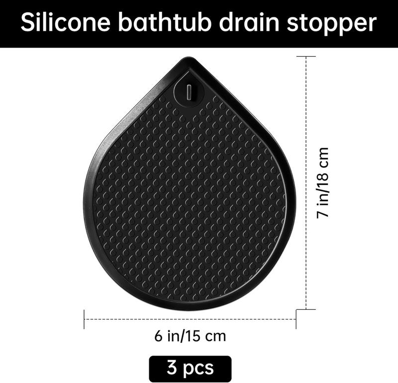 Bathtub Stopper, 6 Inches  Bathtub Drain Stopper Bath Plug, Universal  Tub Drain Stopper for Kitchen Bathroom Bathtub Sink Drains (3 , Black Grey Blue)