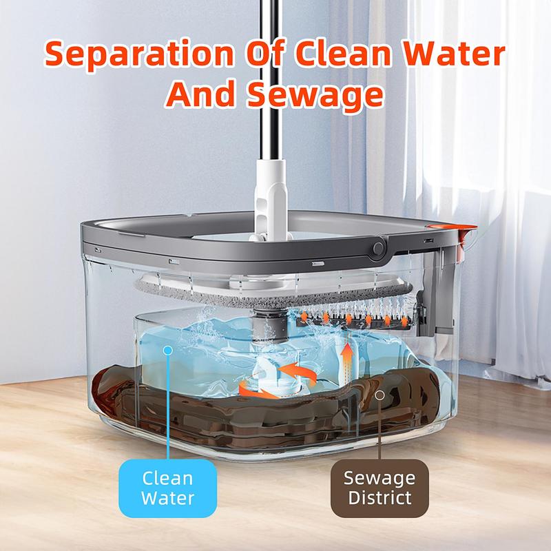 Spin Mop & Bucket Set 10Pcs with Self-Separating Dirty Water & Clean Water System, Self-Drying 360° Spin Square Mop Head for Hardwood Tile Marble Floors,Cleaning Mop after the party,adjustable hand tool,Mother's Day Gift,Free shipping!!