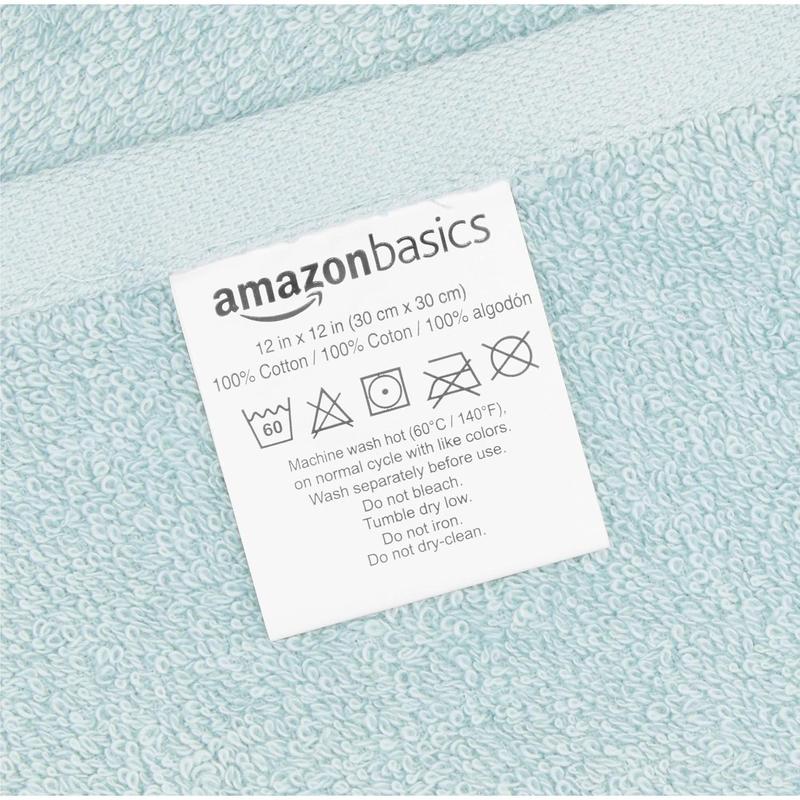 face Towels for bathroom, Extra Absorbent washcloth, Fast Drying - salon towel - 24 Pack Ice Blue (12 x 12 inches)