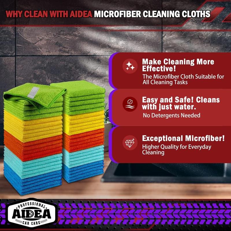 50-Pack Microfiber Cleaning Cloths for Cars – Ultra-Soft, Lint-Free Towels for Streak-Free Shine and Interior Detailing