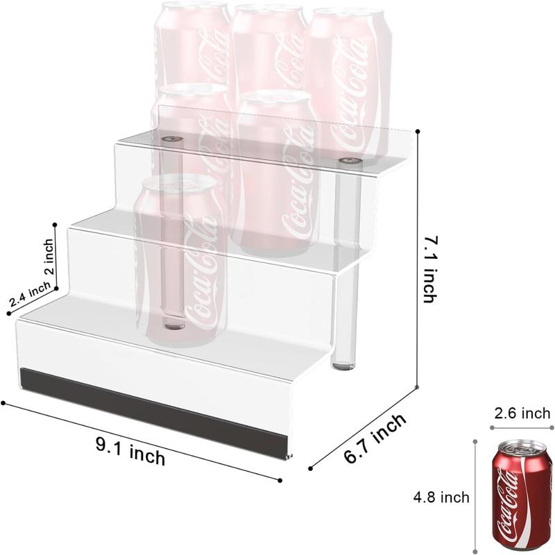 12 IN Clear Acrylic Display Riser Shelf with LED light,3 Tier Display Step Shelves Holder, Perfume Cologne Organizer Holder,Pops Toys Figures, Clear Cupcake Riser, Dessert Shelf, Decoration on