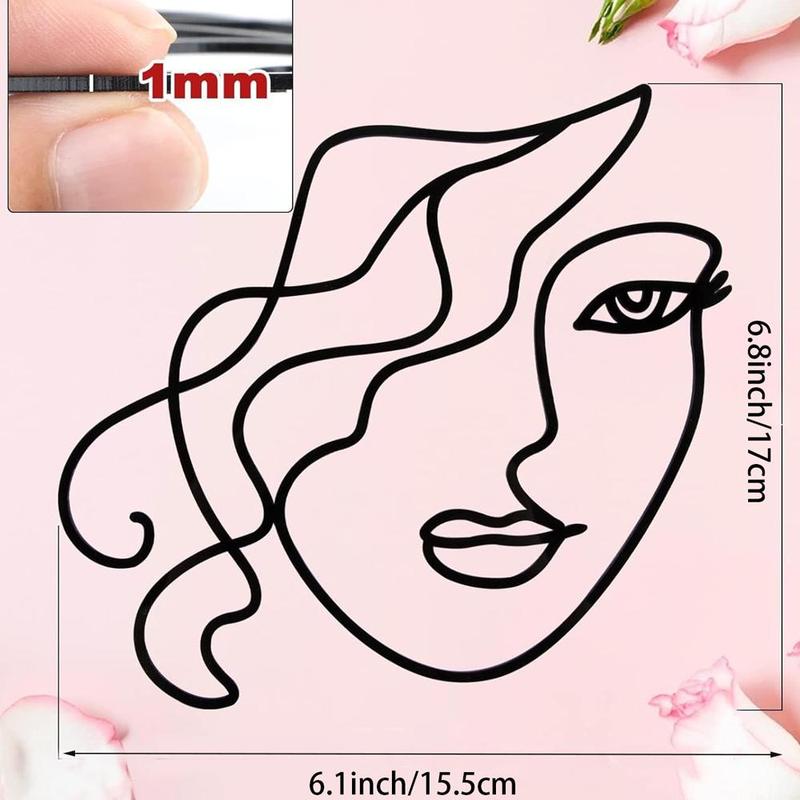 Abstract Face Design Cake Topper, 1 Count Acrylic Minimalist Art Lady Face Cake Decor, Birthday Cake Decoration Supplies, Wedding Supplies