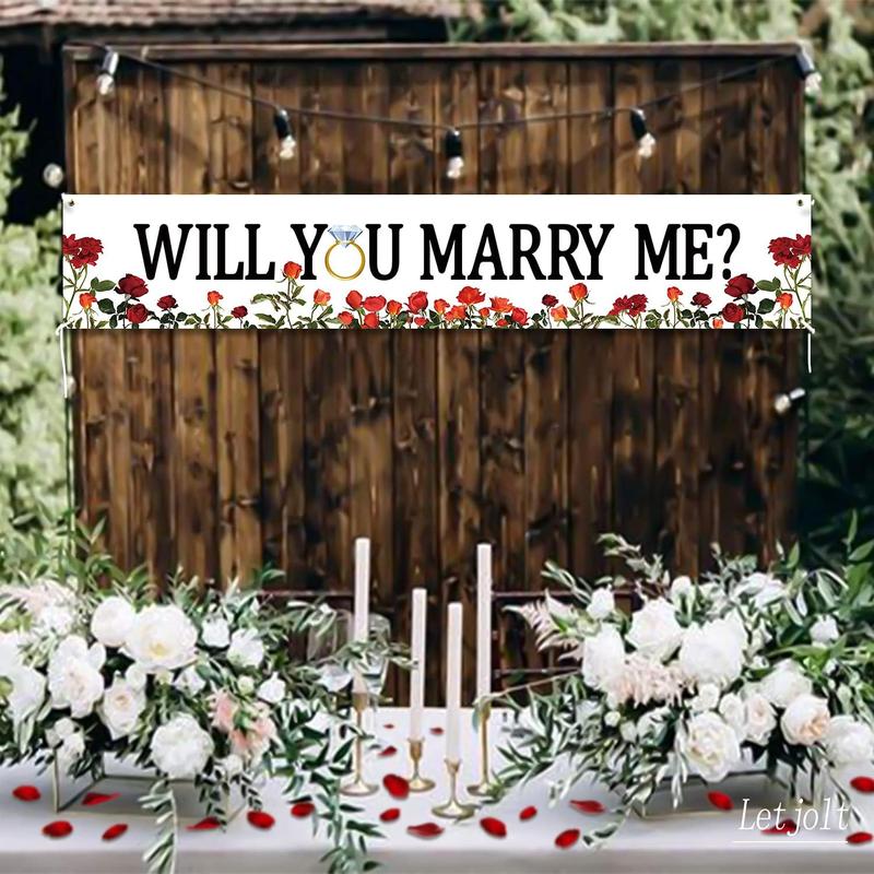 Christmas gift Will You Marry Me? 6ft Flower Banner – Perfect Engagement and Proposal Decoration for Valentine's Day and Summer Parties