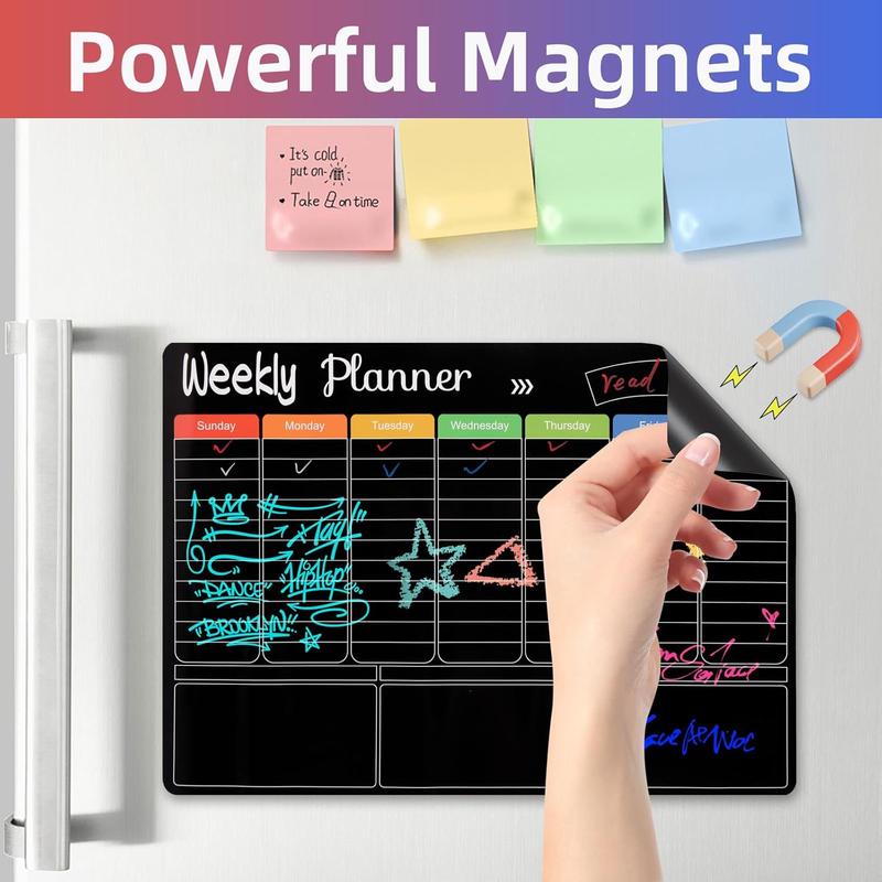 [limited time deal] Magnetic Calendar for Refrigerator Chalkboard Calendar Monthly & Weekly & Daily Planner for Fridge Wall Door - Shopping, Meal Menu, to Do List, Family Schedule Magnetic Dry Erase Calendar 16