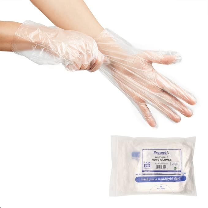 ProtectX 500 Pieces Food Prep Gloves, Plastic Gloves Disposable for Cooking without Latex & Powder Free, One Size Fits Most